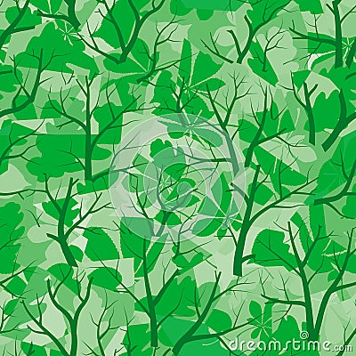 Summer forest (seamless vector wallpaper) Vector Illustration