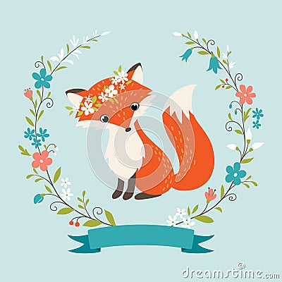 Summer fox Vector Illustration