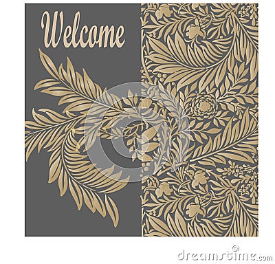 Seamless pattern background of gold color in the style of baroque. Damask wallpaper Vector Illustration