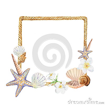 Summer frame with seashell Stock Photo