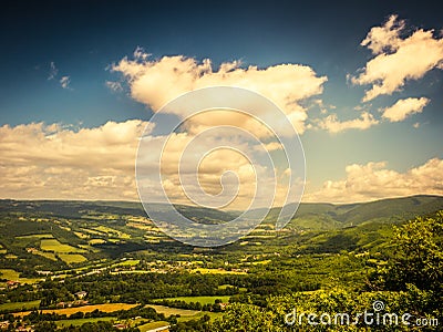Summer french folk view with a dramatic sky Stock Photo