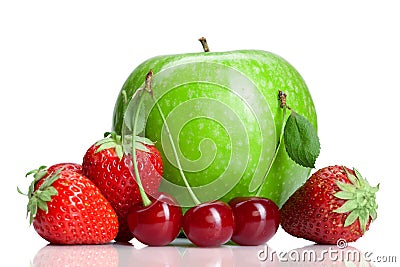 Summer fresh fruits isolated on white Stock Photo