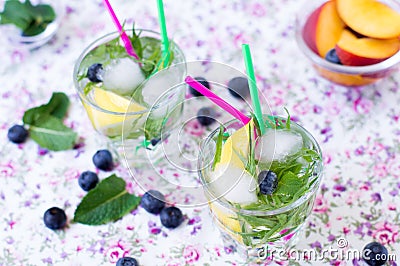 Summer fresh herbs refreshing drink Stock Photo
