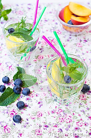 Light tonic with mint and tarragon Stock Photo