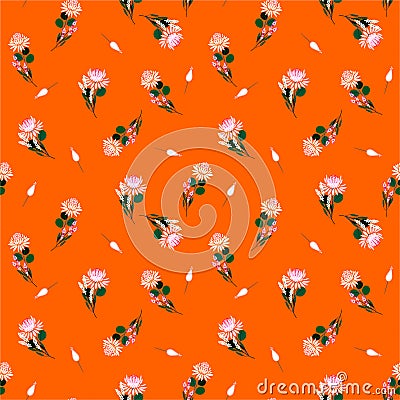Summer and fresh liberty of Protea flowers Vector isolated abstract seamless pattern florals and plants. Decorative design Stock Photo