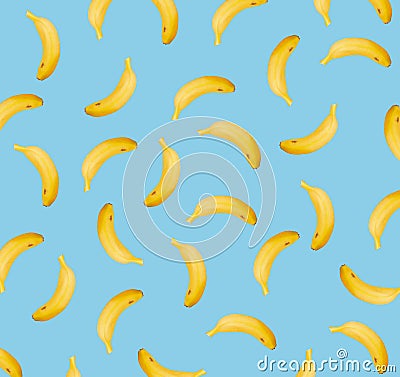 Summer fruit pattern. Bananas pattern on blue background Stock Photo