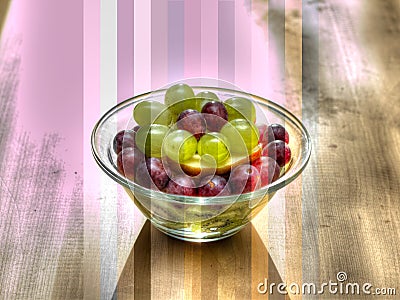 Summer fruit plate art composition with grapes, ki Stock Photo