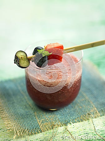 Summer fruit smoothie and brochette Stock Photo