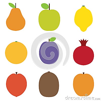 Summer Fruits Icons Vector Illustration