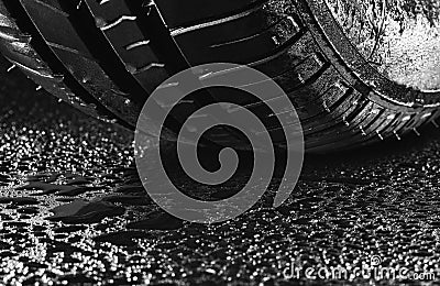 Summer fuel efficient car tires with water droplets Stock Photo