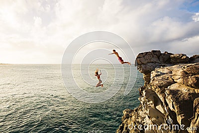 Summer Fun, Cliff Jumping Stock Photo