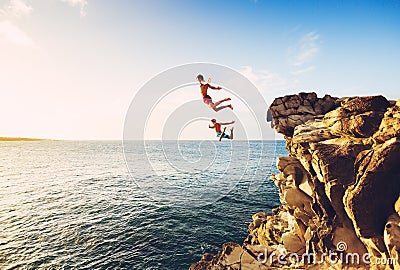 Summer Fun, Cliff Jumping Stock Photo
