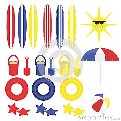 Summer Fun Graphic Beach Toys Cartoon Illustration