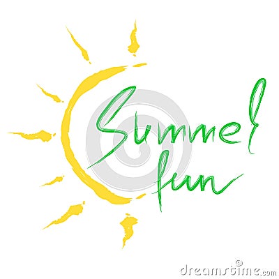 Summer fun - handwritten watercolor phrase. Print for inspiring poster Stock Photo