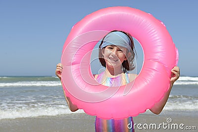 Summer fun portrait: child at the beach Stock Photo