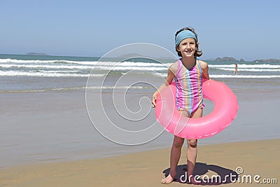 Summer fun portrait: kid at the beach Stock Photo