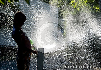 Summer fun with water Stock Photo