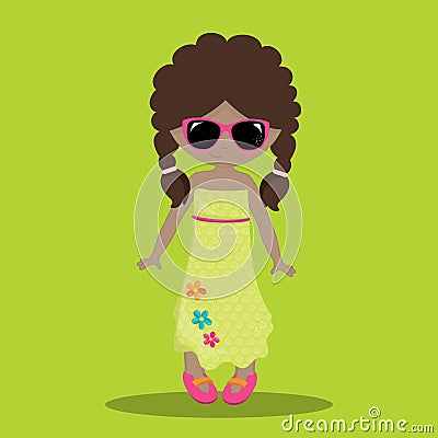 Summer girls yellowgreen 06 Vector Illustration