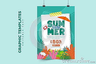 Summer Graphic template Editable Simple and Elegant Design Vector Illustration