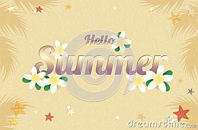 Summer greeting season with Plumeria Flowers or Summer floral De Vector Illustration