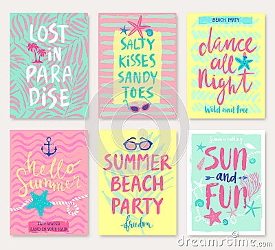 Summer hand drawn calligraphyc . Vector Illustration