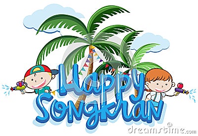 A Summer Happy Songkran Banner Vector Illustration