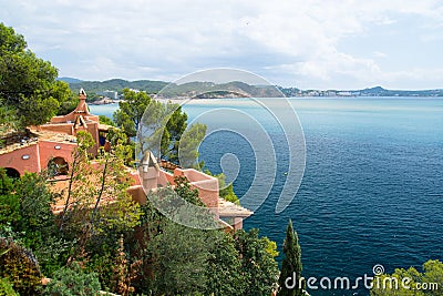 Summer Hause Villa terace and balcony at Mallorca sea side Stock Photo