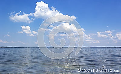 Summer heat on the lake with blue sky Stock Photo