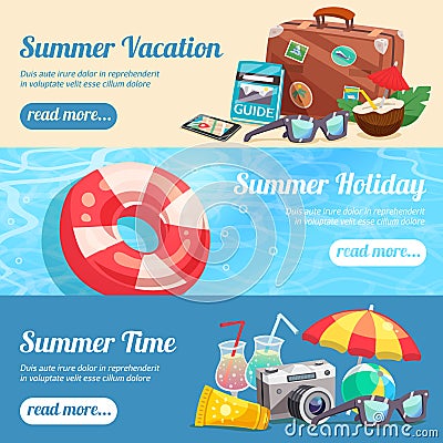 Summer Holiday Banners Set Vector Illustration