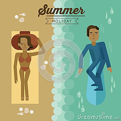 Summer holiday beach Vector Illustration