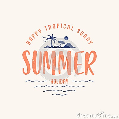 Summer holiday letter with silhouette tropical landscape Vector Illustration