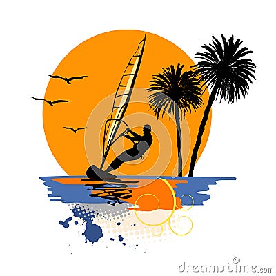 Summer holiday, lonely sailor - vector Vector Illustration