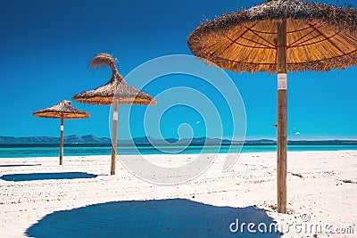 Summer Holiday in Mallorca, Spain. Playa de Muro, Majorca, Spain Stock Photo