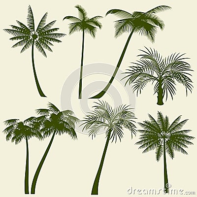 Summer holiday palm tree vector silhouettes Vector Illustration