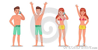 Summer holiday. People character design no13 Vector Illustration