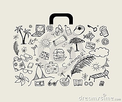 Summer holiday, suitcase Vector Illustration