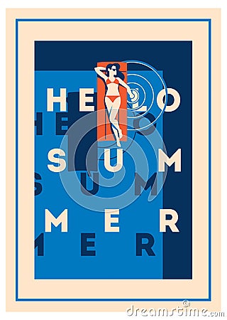 Summer Holiday and Summer Camp poster. Vector Illustration