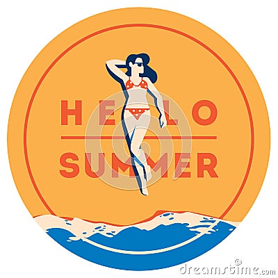 Summer Holiday and Summer Camp poster. Vector Illustration