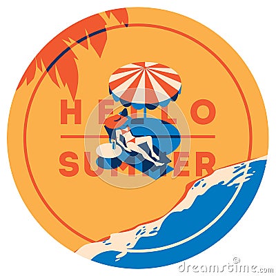 Summer Holiday and Summer Camp poster. Vector Illustration