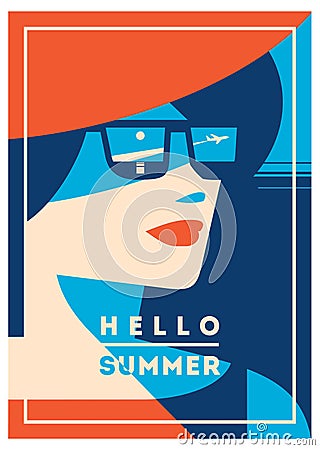 Summer Holiday and Summer Camp poster. Vector Illustration