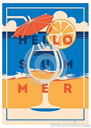 Summer Holiday and Summer Camp poster. Vector Illustration