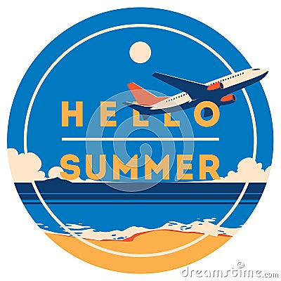 Summer Holiday and Summer Camp poster. Vector Illustration