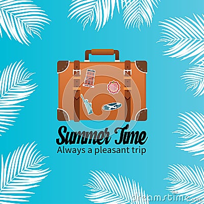 Summer holiday vacation concept, Trunk and Calligraphy flat illustration Cartoon Illustration