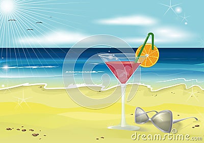 Summer holidays beach photo realistic vector background Stock Photo