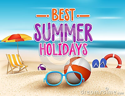 Summer Holidays in Beach Seashore Vector Illustration