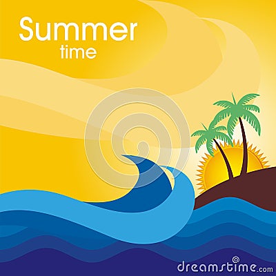 Summer holidays card design Cartoon Illustration