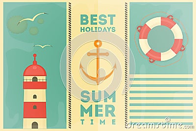 Summer Holidays Card Vector Illustration