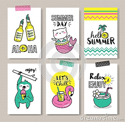 Summer holidays cards Vector Illustration