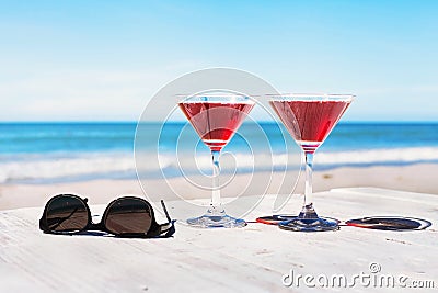 Summer holidays concept, two cocktails Stock Photo