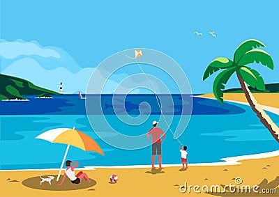Summer holidays family travel Vector Illustration
